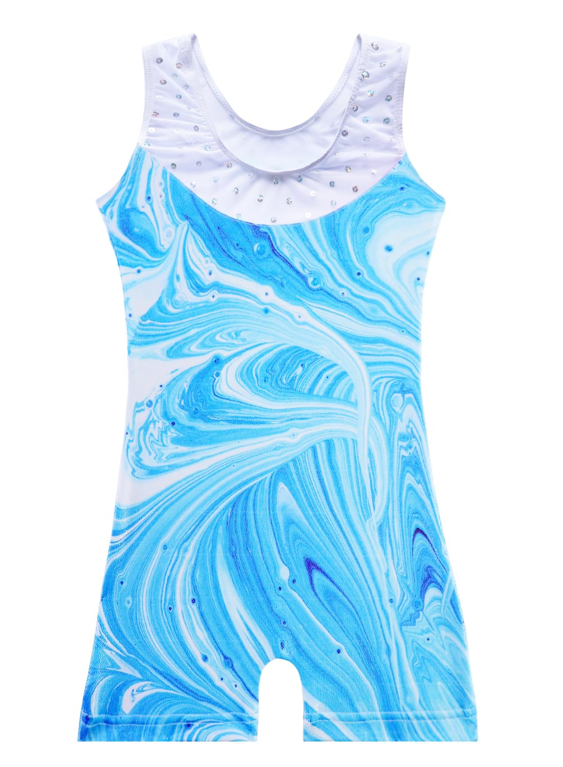 Belovance Toddler Leotards for Girls Gymnastcis Dance Outfit 4t 5t Kid Sleeveless Sparkle Blue Marble Biketard (Blue Marble, 4-5 Years)