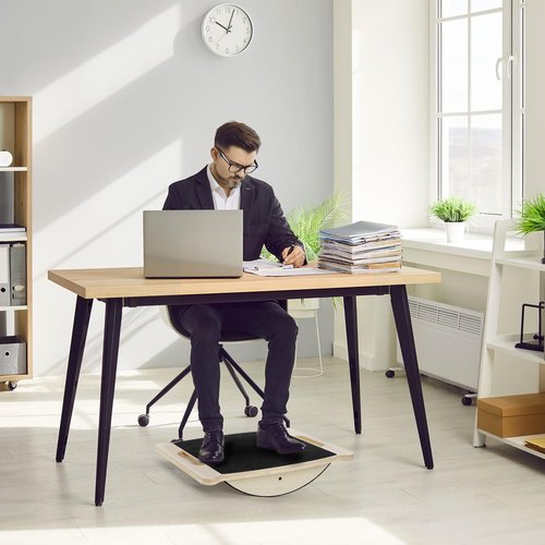 ELFULLY Wooden Balance Board, 350LBS Wobble Board with Handle for Adults, Anti-Slip Rocker Boards for Physical Therapy & Core Strength, Balancing Boards for Office Standing Desk