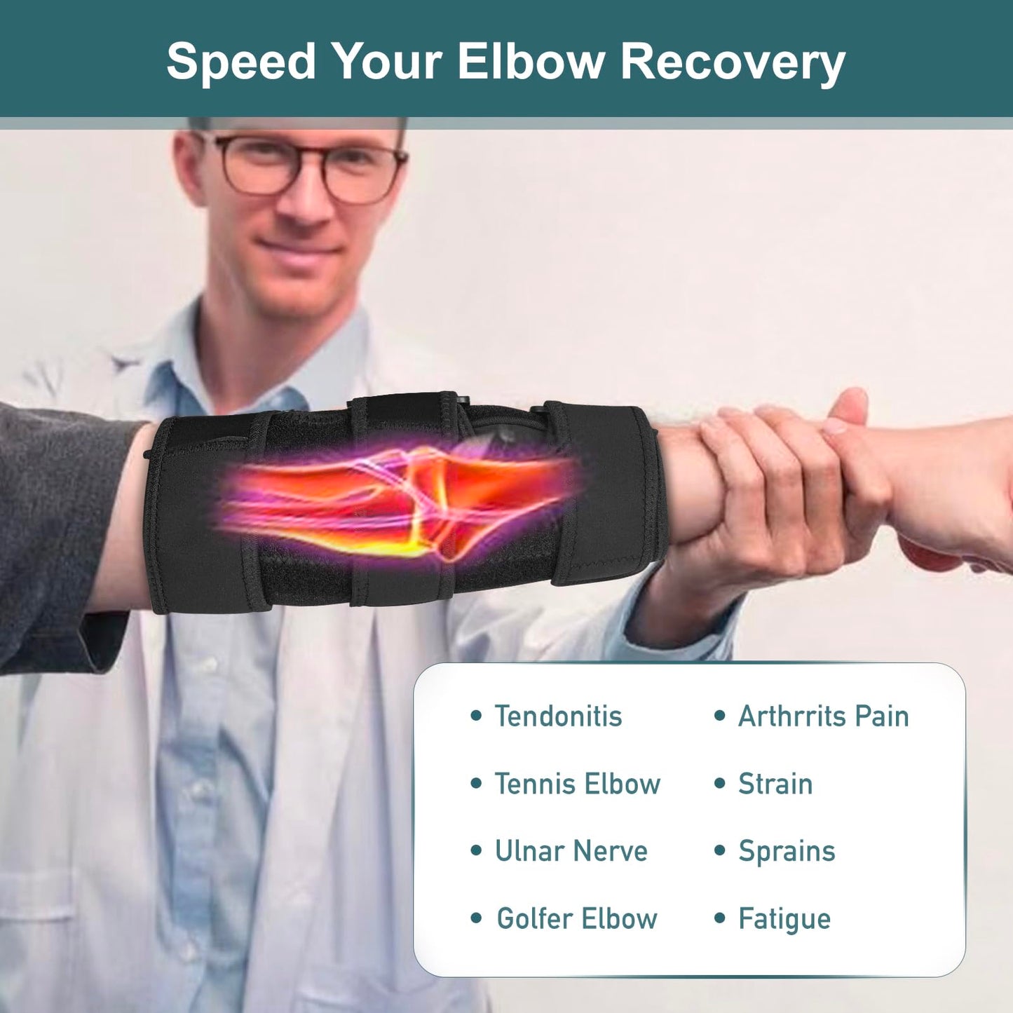 Clheatky Elbow Brace, Cubital Tunnel Elbow Brace, Elbow Splint for Sleeping Tendonitis, Ulnar Nerve Entrapment Brace Fit Women & Men, Right & Left Arm (L)