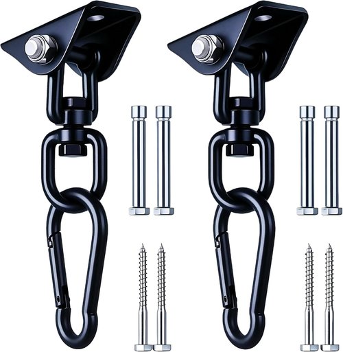 Hammock Hanging Kit - 360° Rotating Heavy-Duty Swing Chair Hook | 1200 lbs Capacity for Indoor/Outdoor Use