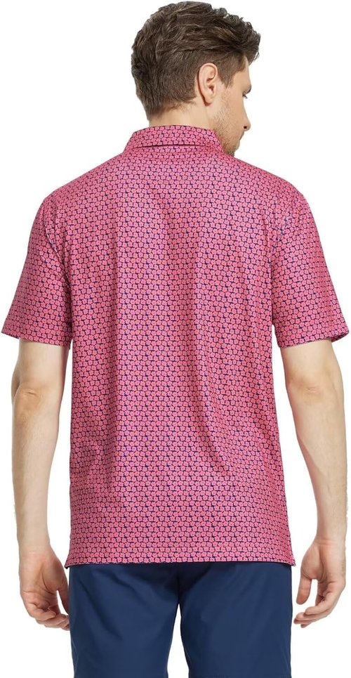M MAELREG Men's Golf Shirt - Short Sleeve Moisture-Wicking Performance Polo | Stylish Print Patterns
