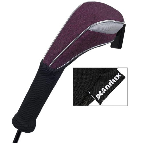 Andux 3pcs/Set Nylon Golf Wood Club Head Covers 460cc Driver Covers with Long Neck Fuchsia