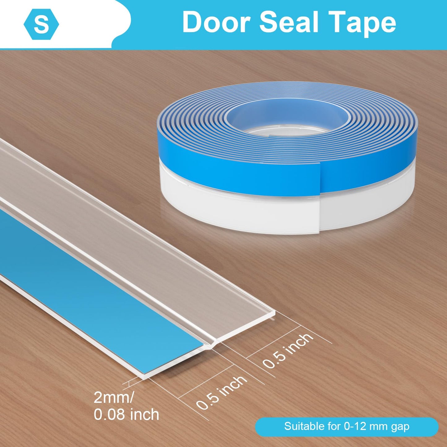 Greymond Weather Stripping Door Seal, Silicone Strip for Frame and Gaps Draft Stopper,Glass Shower Door Sweep, Clear, 20 Feet x 1 Inch