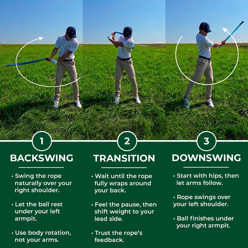 Bridlewick - Golf Rope Swing Trainer - Weighted Rope with Ball, Improve Swing Speed, Tempo, Rhythm & Strength - Warm-Up Training Aid - Manual, Bag – Gift for Men - All-Level