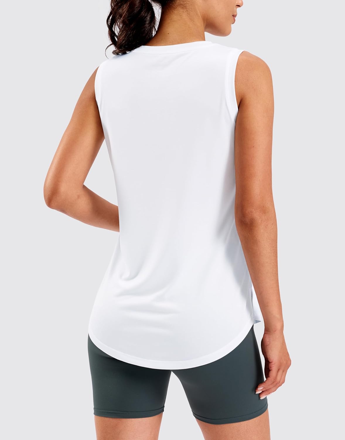 SANTINY Women's Lightweight Sleeveless Workout Tank Top - Athletic Gym & Yoga Shirt | Loose Fit, White (Large)