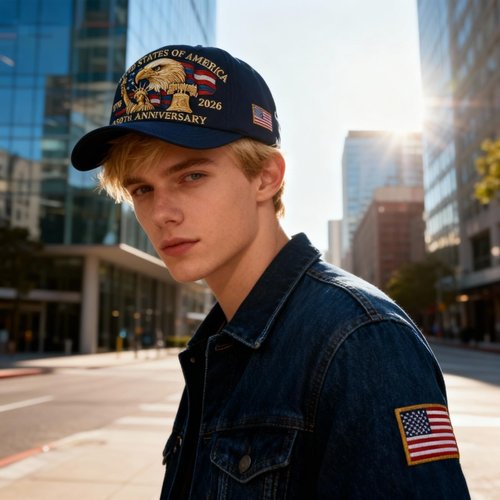 250 Year Anniversary America Hat Patriotic Cap 250th Anniversary Hat Adjustable Embroidery Patriotic Baseball Cap for Men Women (Blue)