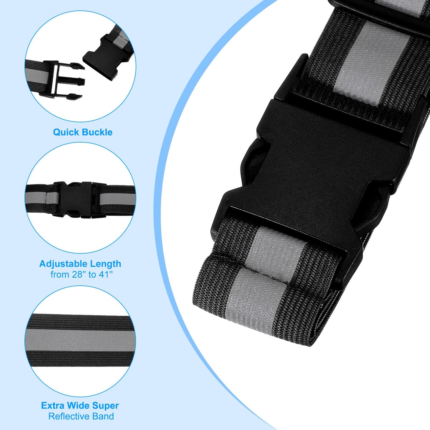 PATIKIL Adjustable Reflective Running Belt, Glow Pt Belt Sash for Cycling Walking