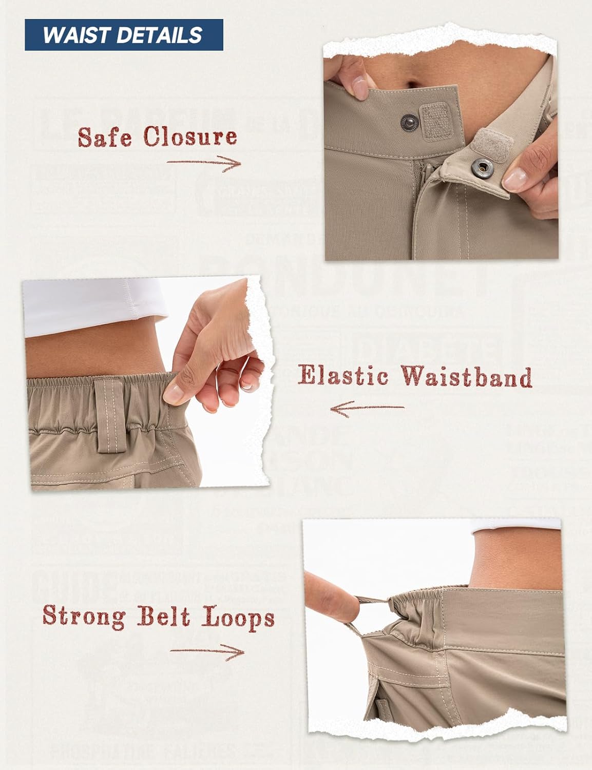 Moosehill Women's Cargo Hiking Pants - High-Waisted, Water-Resistant, Lightweight Stretch | Perfect for Outdoor & Casual Wear