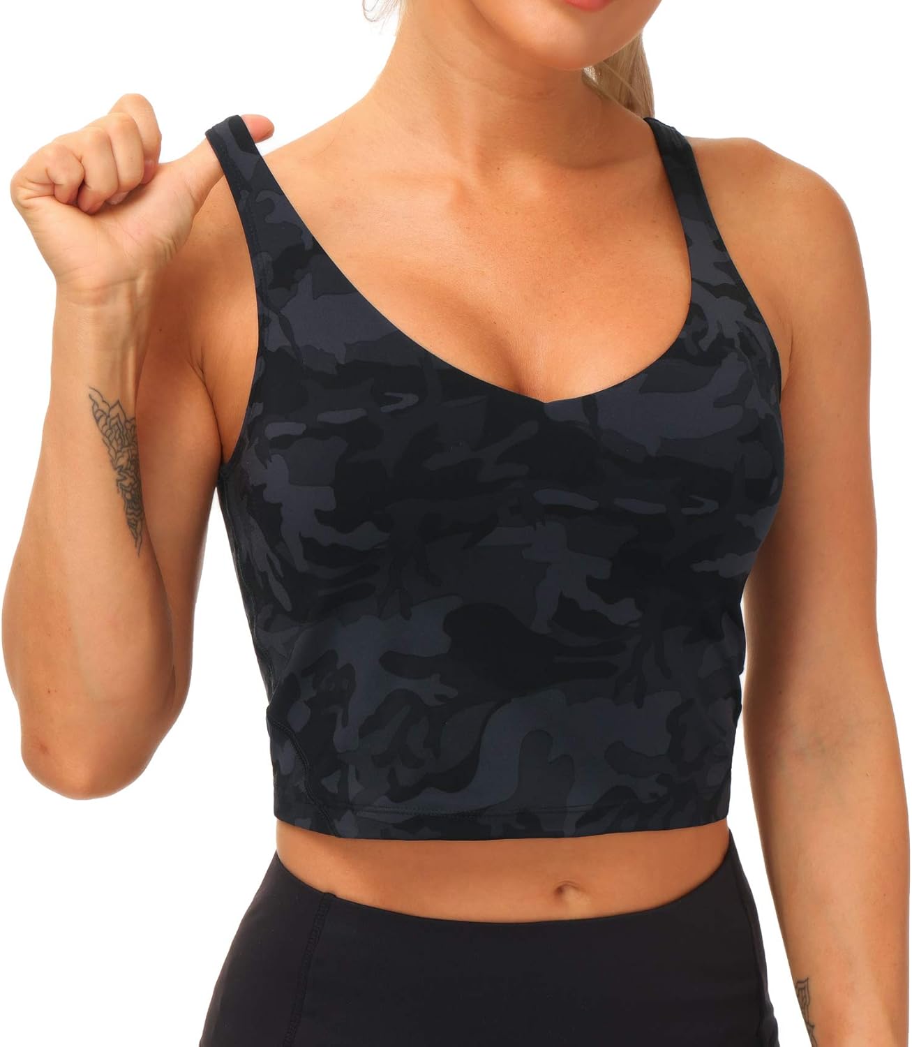 The Gym People Women's Sports Bra - Longline Wirefree Padded Design for Medium Support
