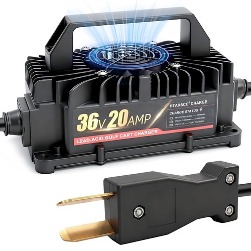 HTAXSCC 36 Volt 20 Amp Golf Carts Battery Charger for EZGO & Yamaha with Crowfoot Plug, Upgraded IP67 Waterproof Lead Acid Battery Charger