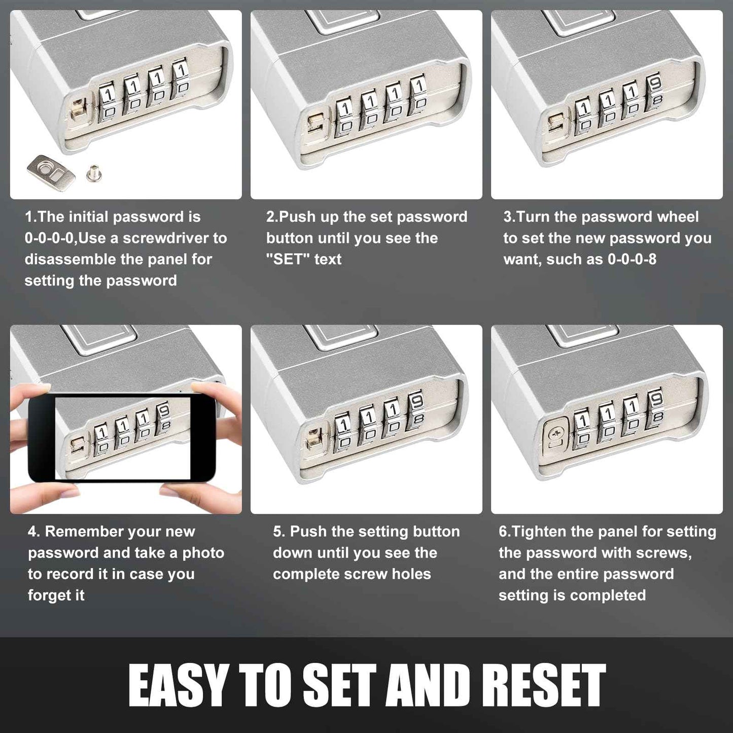 Heavy Duty Combination Padlock, Diyife Large Outdoor Padlock [Wrapped Beam] High Security, One-Touch Unlocking, Design of Hidden Password Suitable for Locker, Home, School, Garage, Gate (Silver)