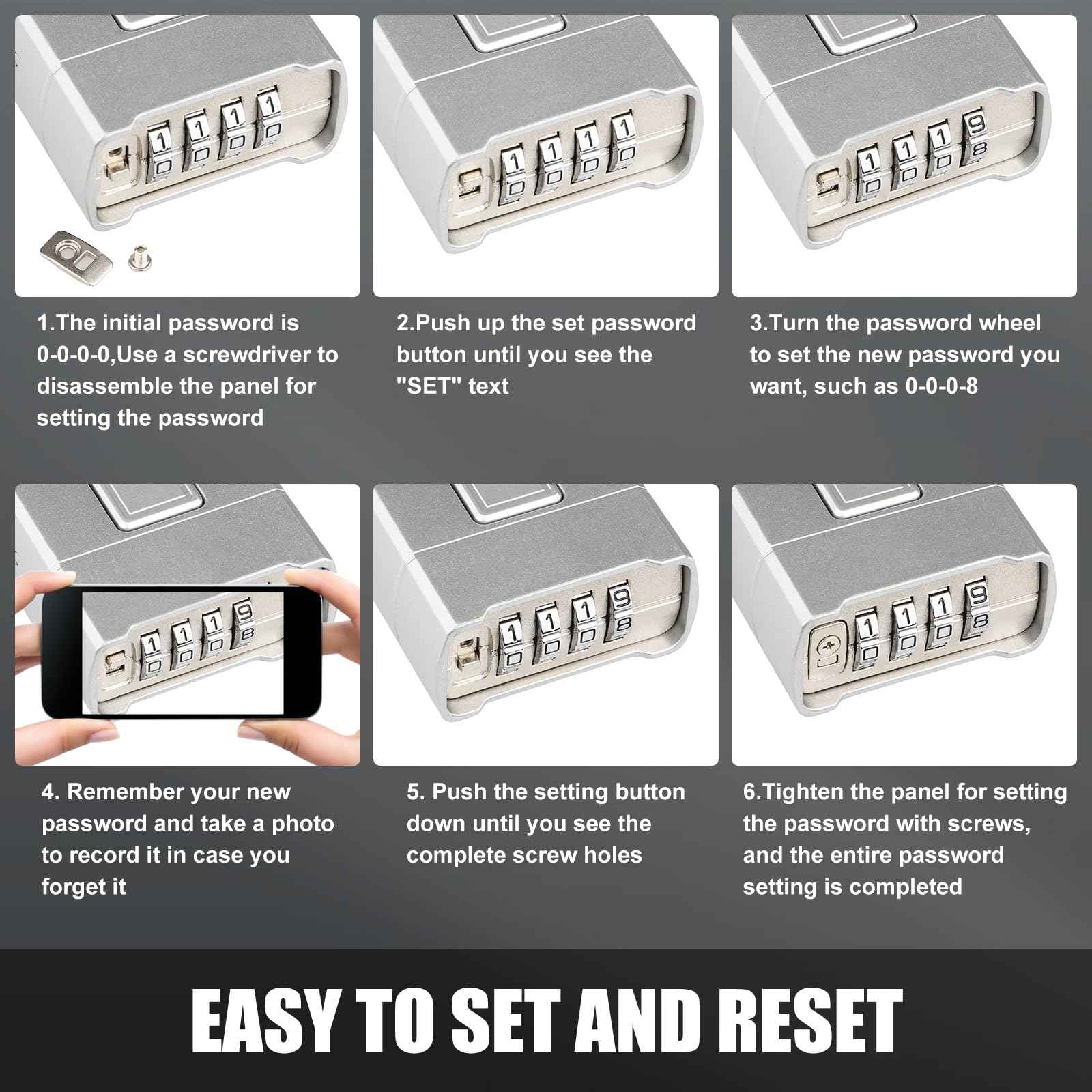 Heavy Duty Combination Padlock, Diyife Large Outdoor Padlock [Wrapped Beam] High Security, One-Touch Unlocking, Design of Hidden Password Suitable for Locker, Home, School, Garage, Gate (Silver)