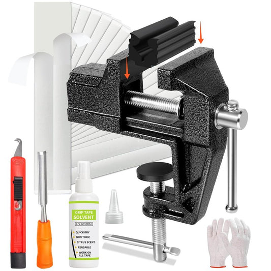 lovivid Golf Grip Kit for Regripping Golf Clubs - Include Portable Table Vise Rubber Clamp, 15 Tapes Strips, Golf Grip Removal Tool with Solvent