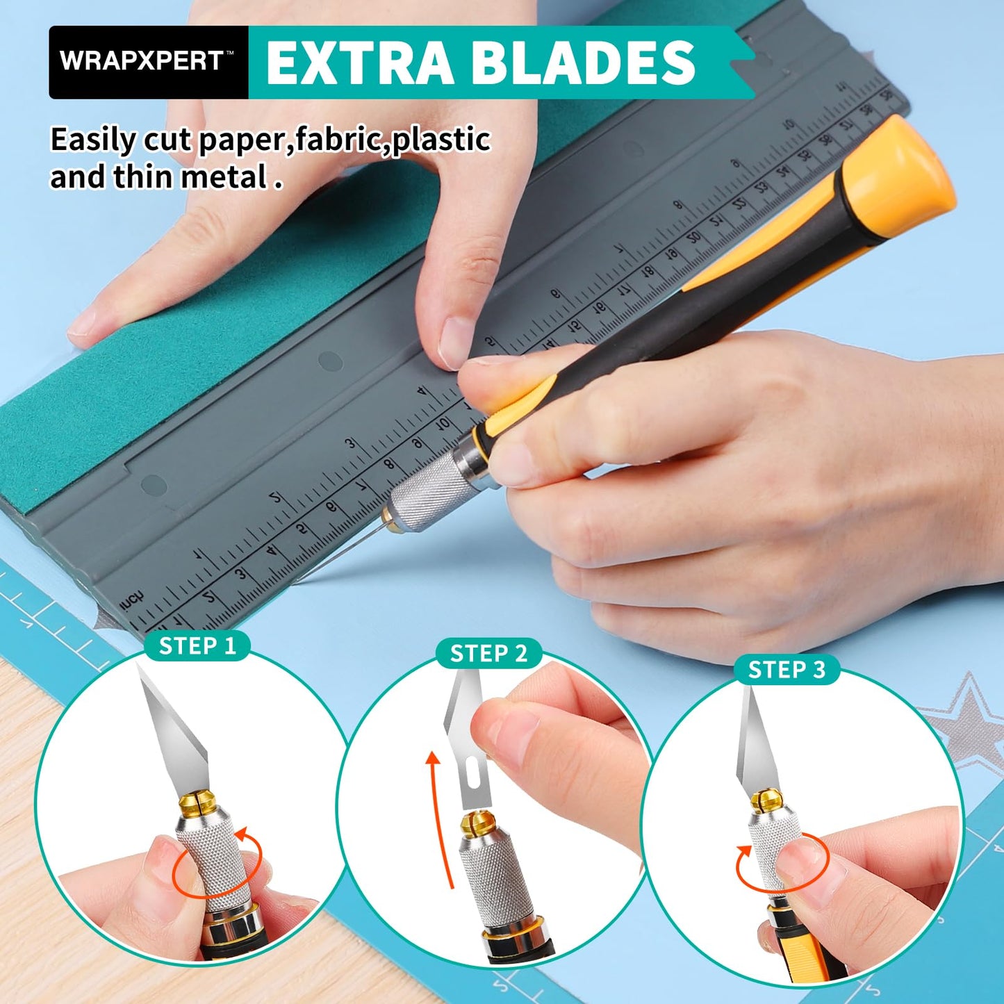 WRAPXPERT Wallpaper Smoothing Tool,Wallpaper Tools Included Felt Squeegee,Craft Knife,Wallpaper Brush,Wallpaper Scraper Tool for Peel and Stick Wallpaper,Window Tint Film,Wallpaper Adhesive