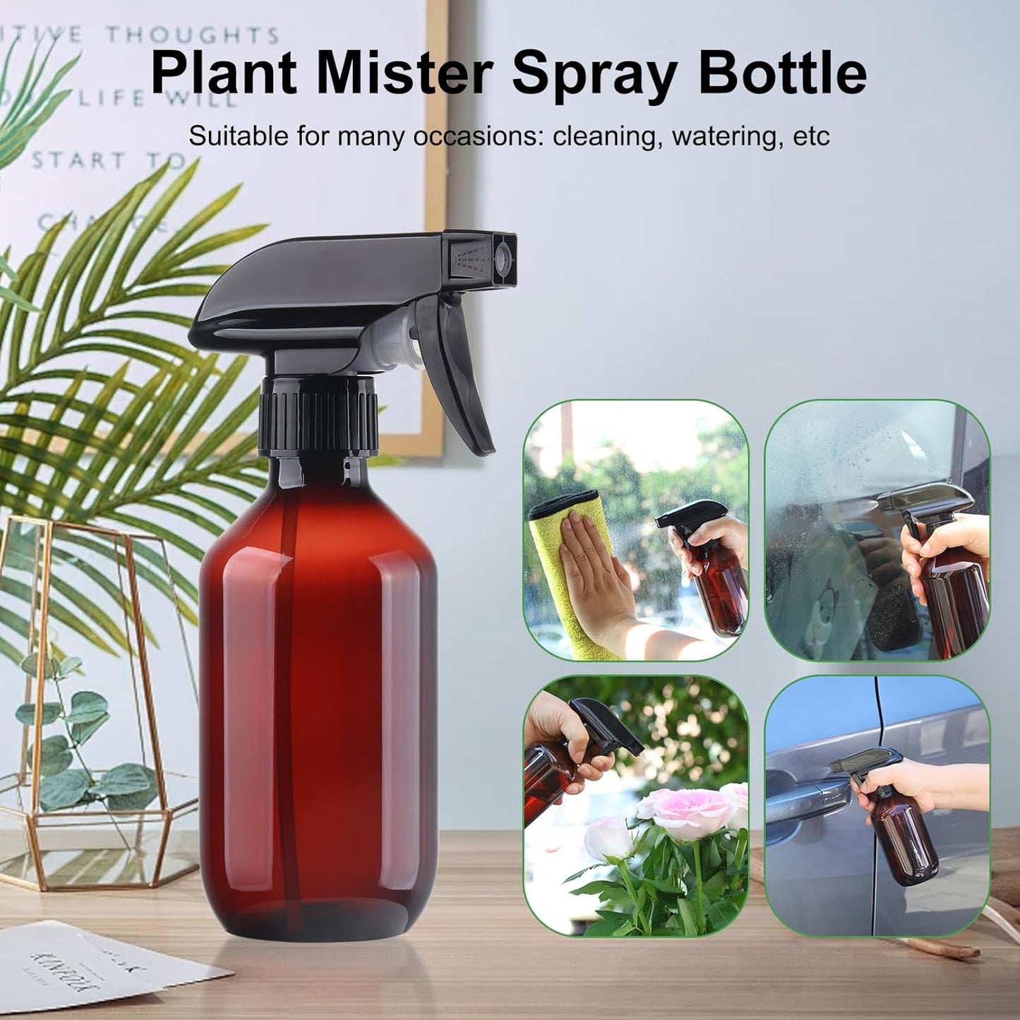 Teyssor Spray Bottles - BPA-Free 10 oz Fine Mist Spray Bottle Set | Adjustable Nozzle for Hair & Cleaning