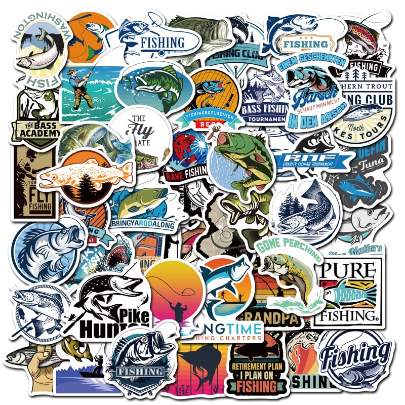 50 Waterproof Fishing Stickers - Vinyl Decals for Outdoor Adventure