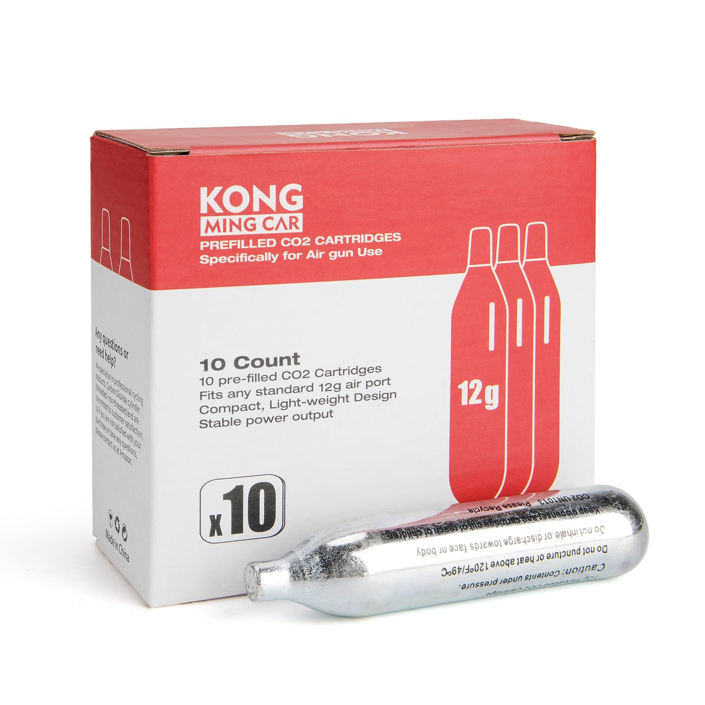 KONG MING CAR 8 Gram / 12 Gram CO2 Cartridges, Non-Threaded,High-Grade CO2 Cylinder CO2 Cartridges for Paintball Guns,Pellet Guns, BB Guns and Airsoft Guns (12G-10PCS)