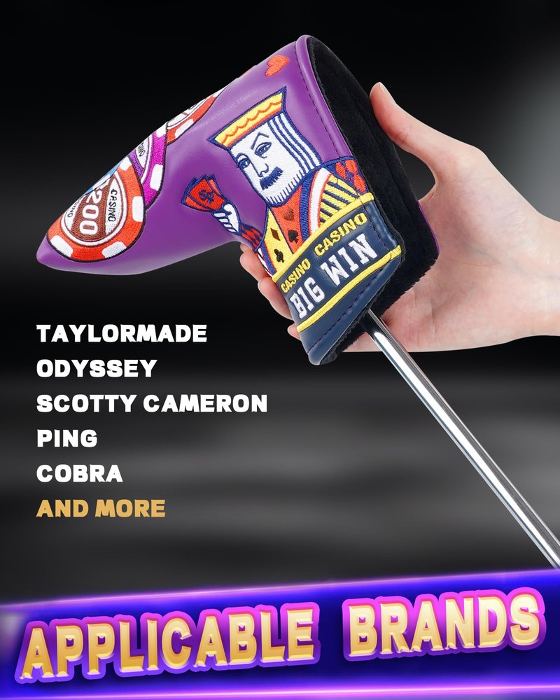 BIG TEETH Golf Putter Cover Magnetic Blade Putter Head Covers Purple Big Win Fits Most Blade Putter Club Protecter
