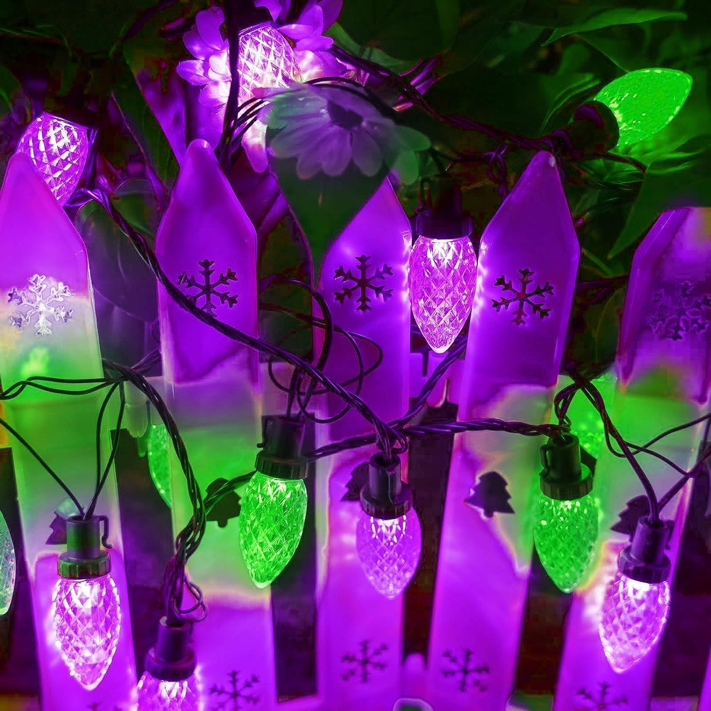100 LED Orange & Purple C9 Halloween String Lights - Waterproof, 98FT, 13 Modes for Indoor/Outdoor Party Decor