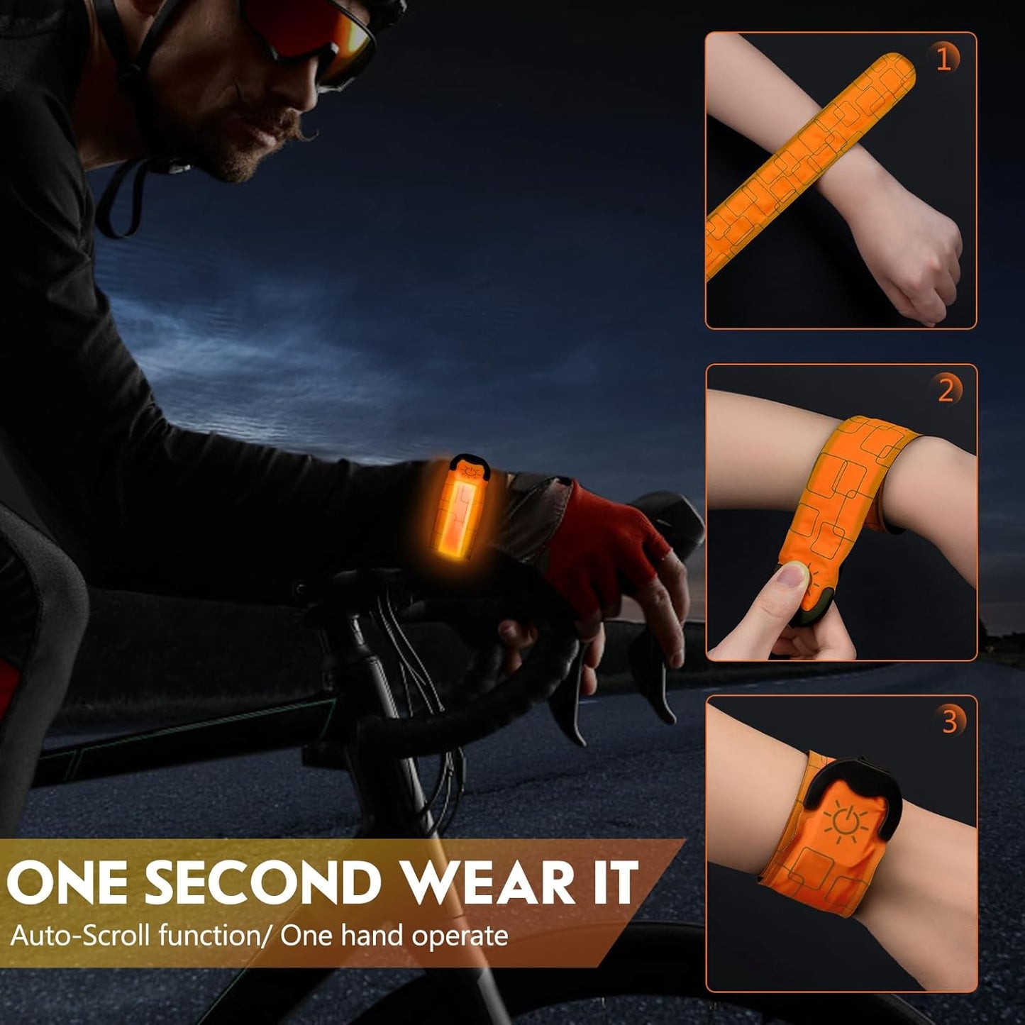 Simket LED Armband - Rechargeable Running Lights for High Visibility | 2 Pack Adjustable Arm Bands