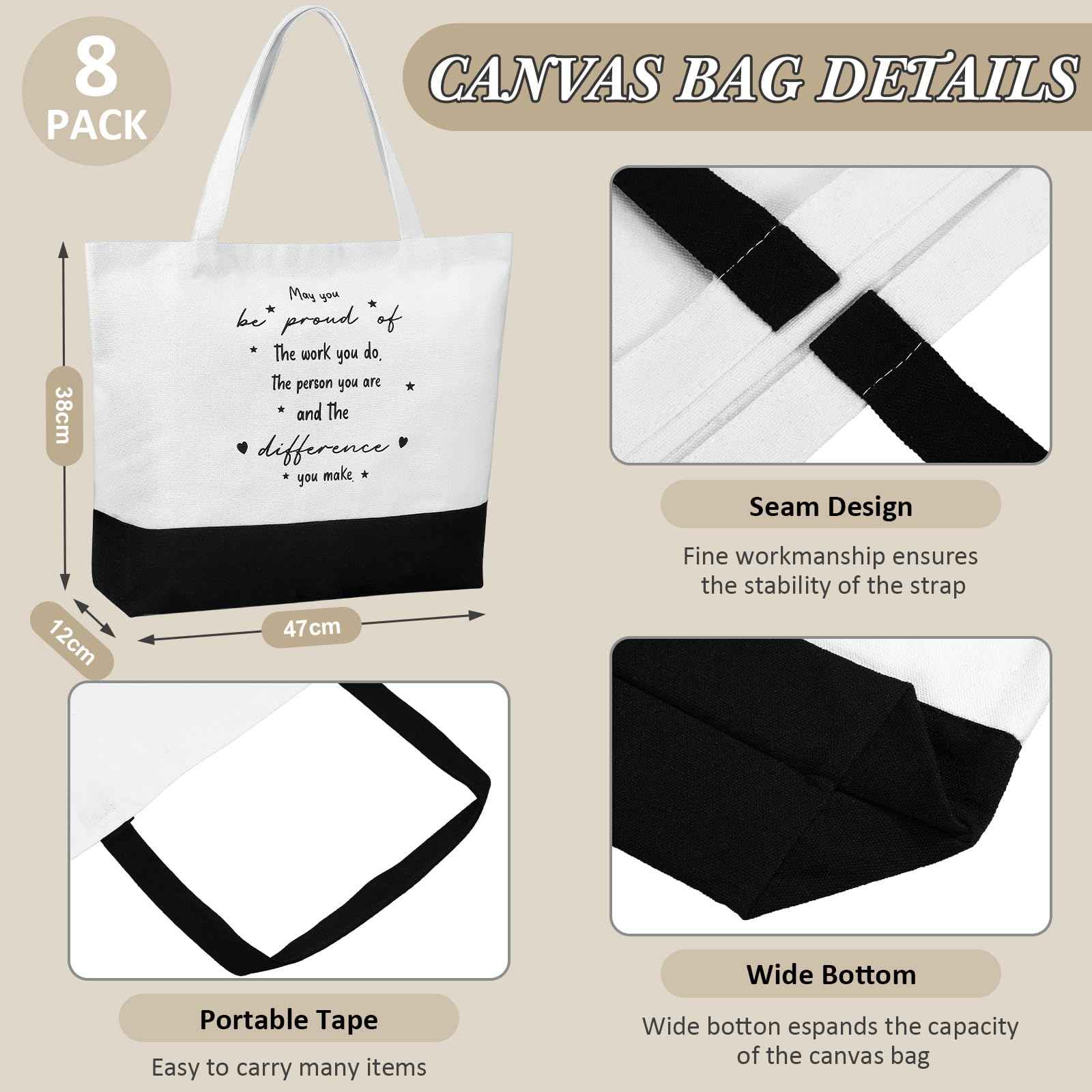 Paterr Employee Team Appreciation Gifts Bulk Thank You Gifts Leather Notebooks Canvas Tote Bags Ballpoint Pens for Employee(Rich Colors, 8 Sets)