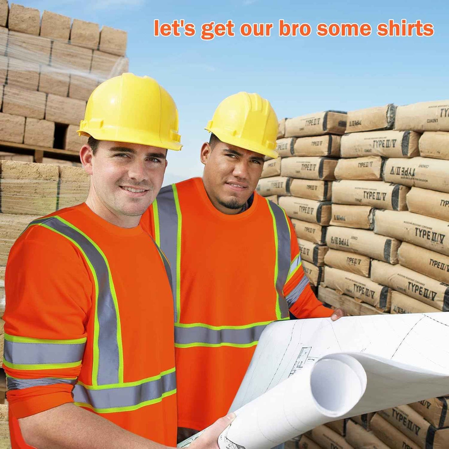 High Visibility Class 3 Safety T-Shirt - 6 Pack Long Sleeve Reflective Work Shirts for Construction & Surveying