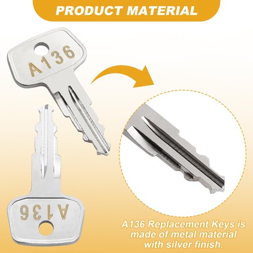 A136 SKS roof Rack Key,Yakima Replacement Key,Replacement Keys for Yakima SKS Ski,Cargo Box,Roof Racks,Carrier Racks and Crossbars with Code Series A136[2 pcs]