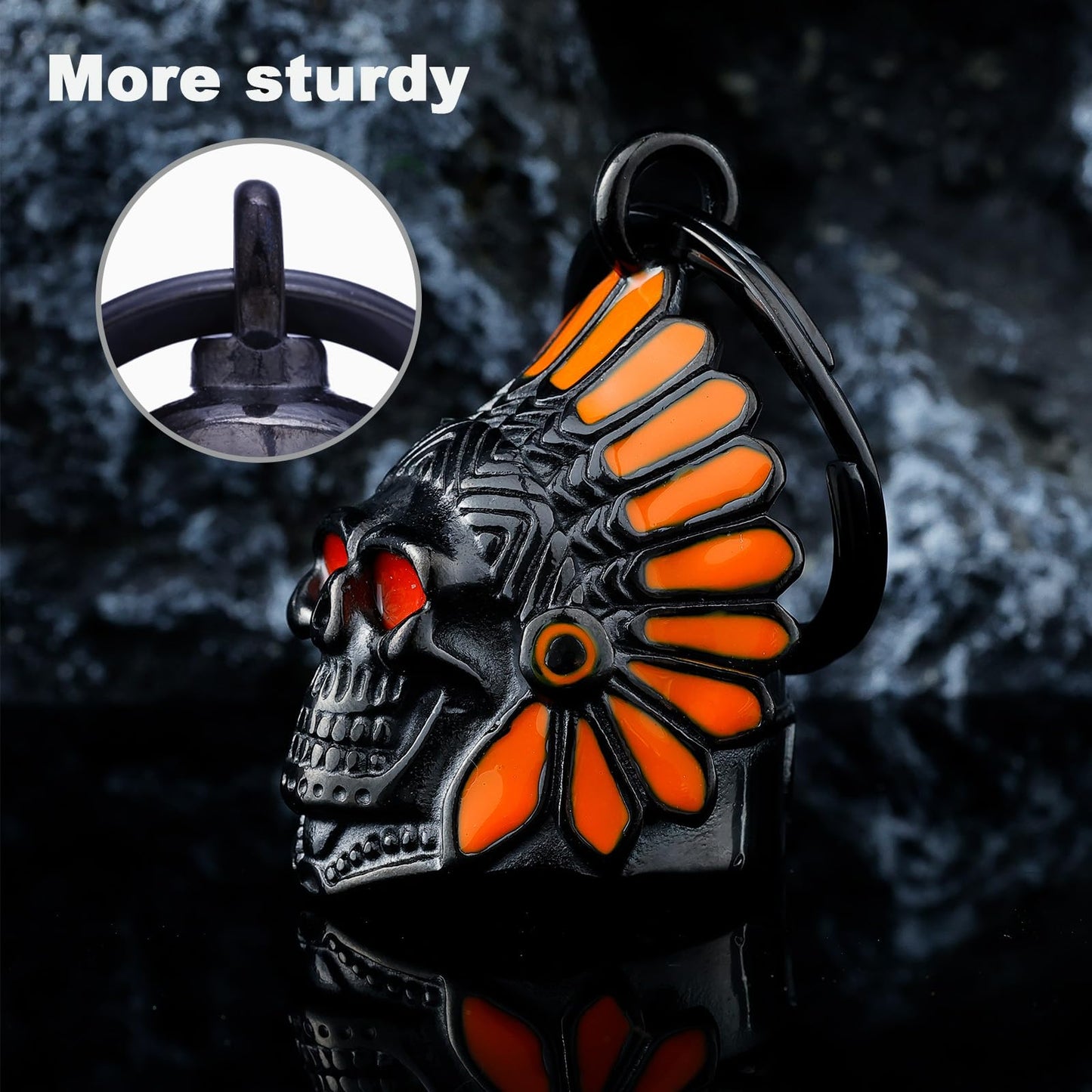 Motorcycle for Bells - Bicycle Bells for Men, Stainless Steel can bring good luck and peace to motorcycle accessories (Black Orange)