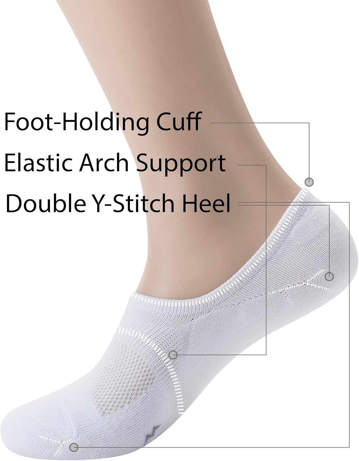 Pro Mountain No Show Socks - Wide Toe Box for Bunion Relief | Unisex Cotton Cushion Footies, S-XL