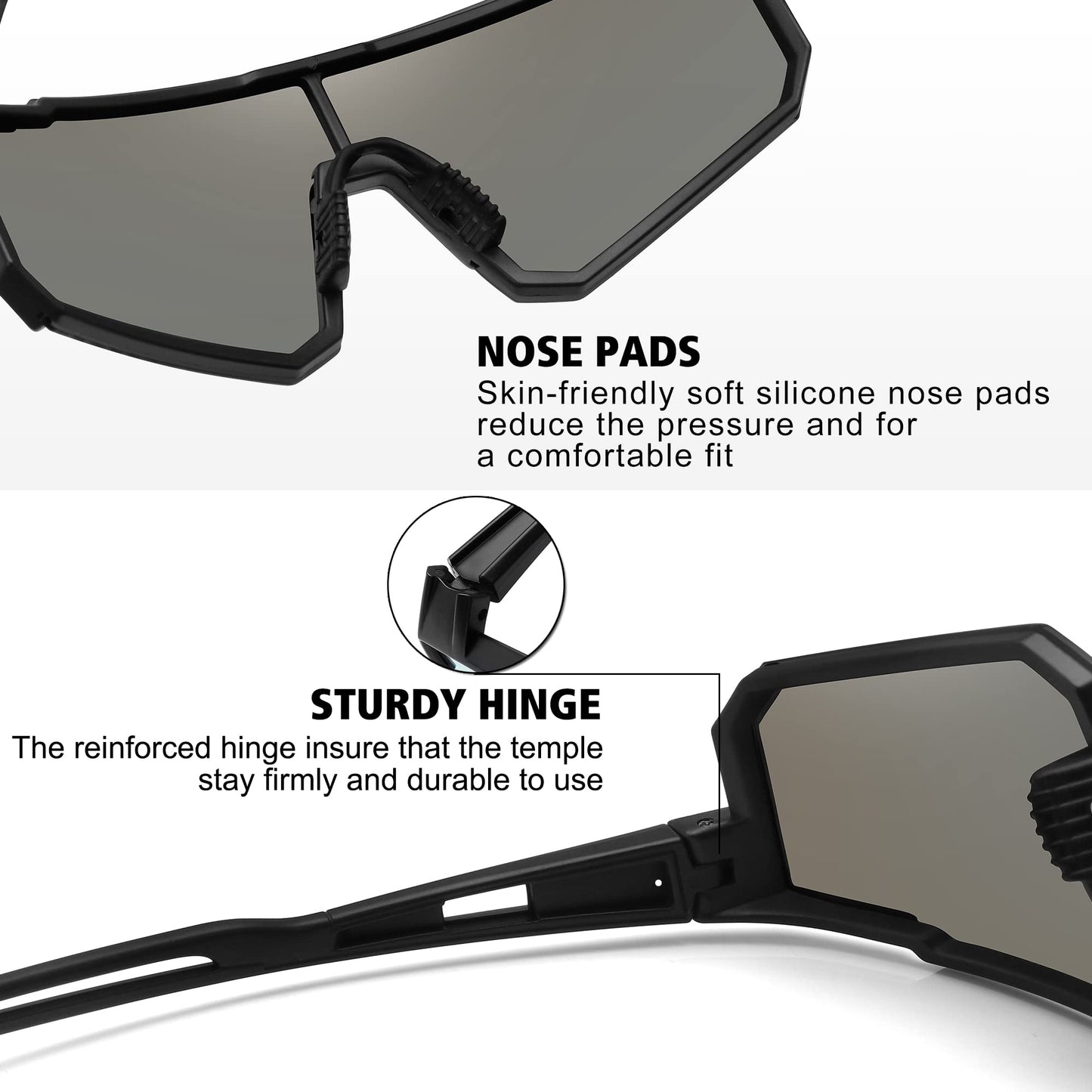 STORYCOAST Polarized Sports Sunglasses for Men Women,Bike Glasses Cycling Mountain Bike Sunglasses UV400 Protection Black-Blue