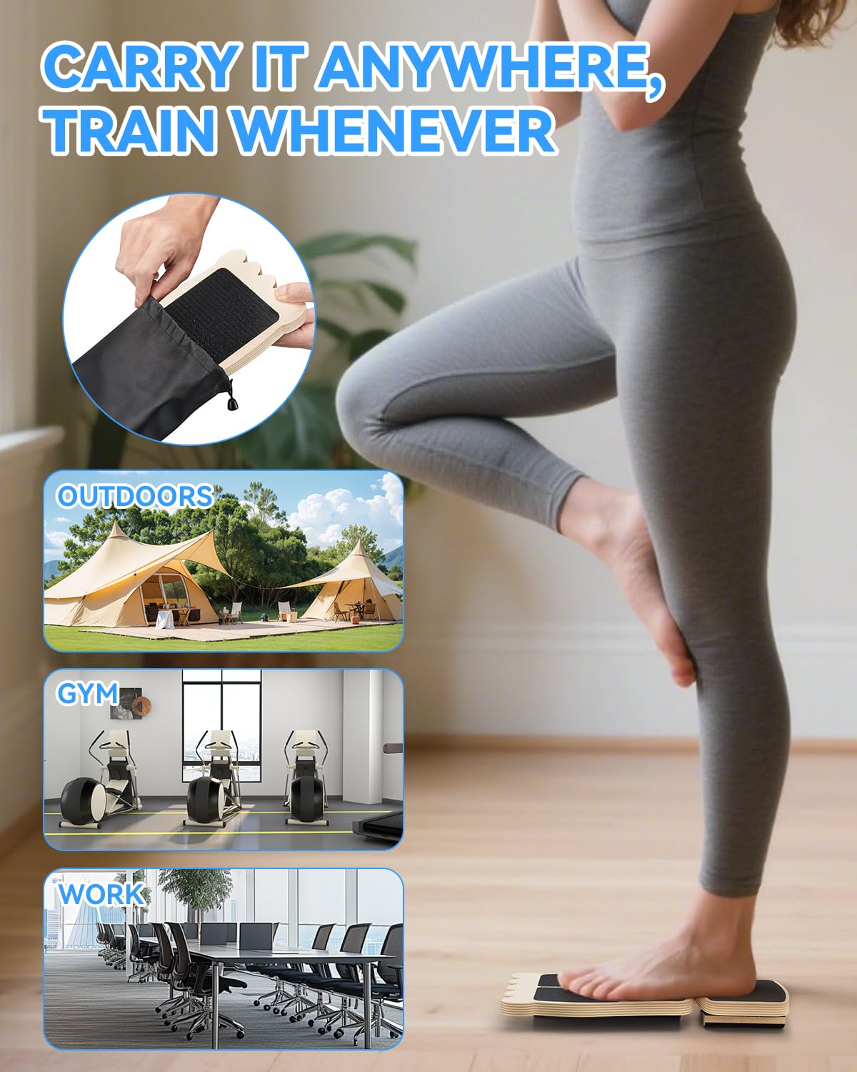Ankle Balance Board, "Tootsie" Design Wooden with Non-Slip Surface - Foot Strengthener for Single-Leg Ankle Strengthening, Stability & Balance Training