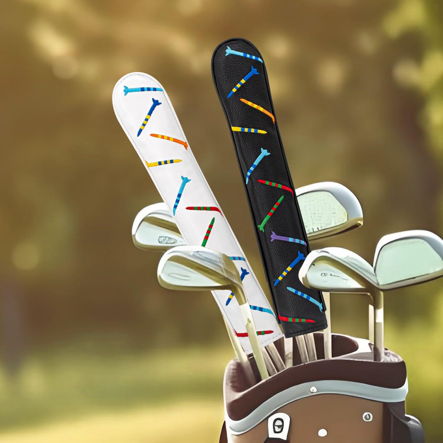 Golf Alignment Stick Cover Premium Leather Perfect Cover for Alignment Sticks Classic Tee Design Alignment Sticks Holder Golf Club Protector Holds 1 Sticks.