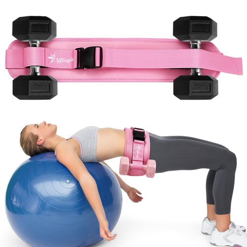 Hip Thrust Belt - Dumbbell Hip Thrust Belt - Premium Leather Thickened & Widen, Comfortable for Dumbbells, Kettlebells or Plates, Slip Padding, Gym or Home Workouts (deep pink)