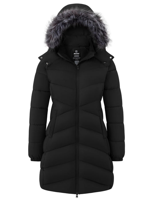 wantdo Women's Lightweight Puffer Coat Warm Bubble Jacket (Black, X-Large)