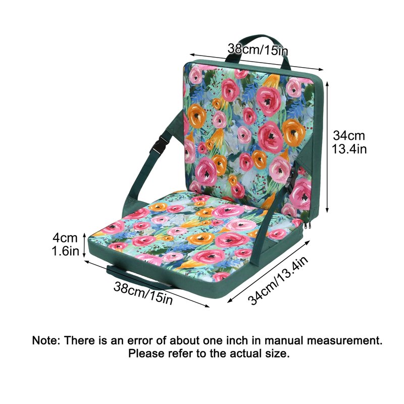 JLDTOP Heated Stadium Seats with Backrest Foldable(No Power Bank), Cushion Pad Portable, Thick Padded with Handle, Ideal for Camping Sporting Events Concerts (Green Floral)
