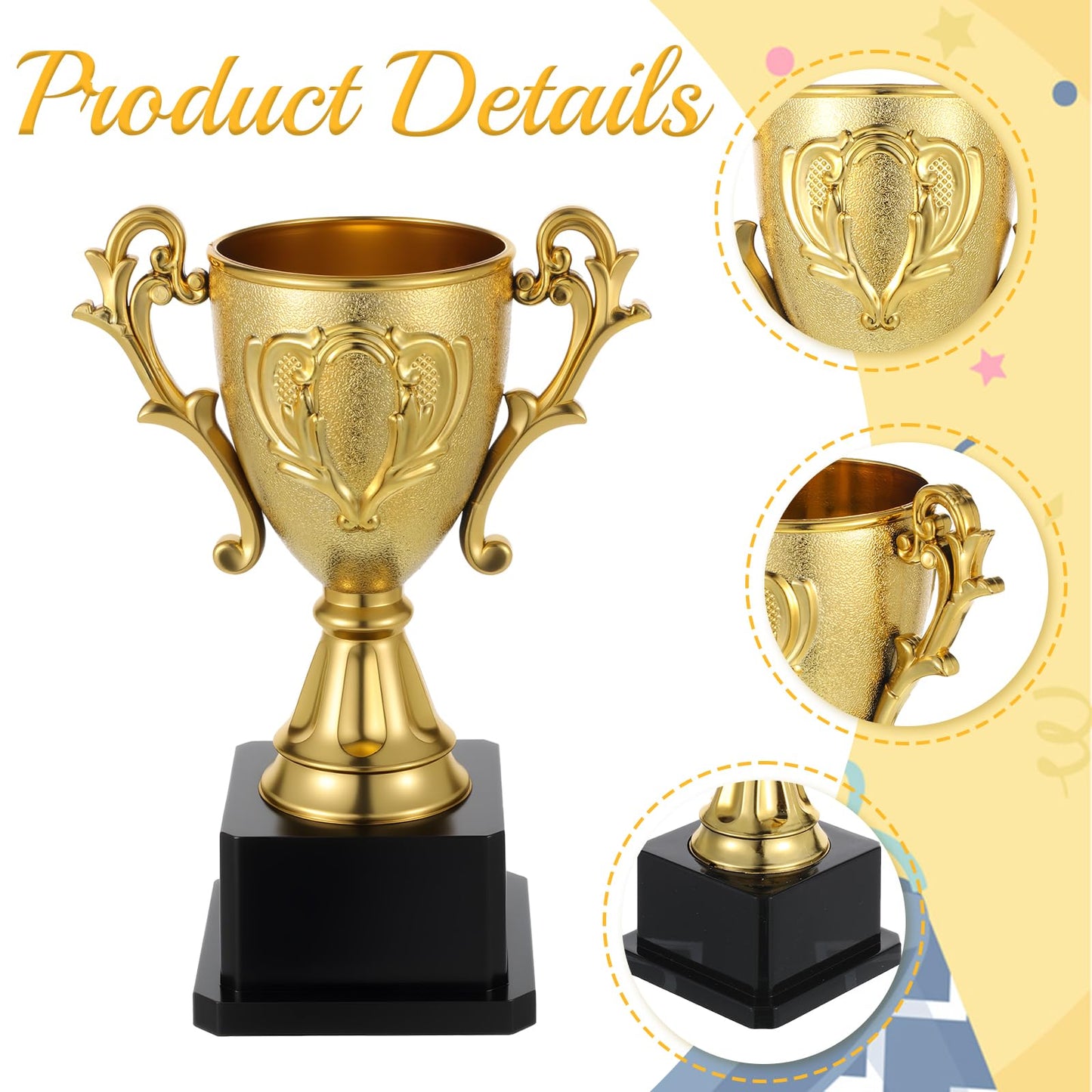 Exircy Plastic Gold Trophy Cup, Golden Trophies Trophy Cup for Sports Footabll Competition Tournaments Party