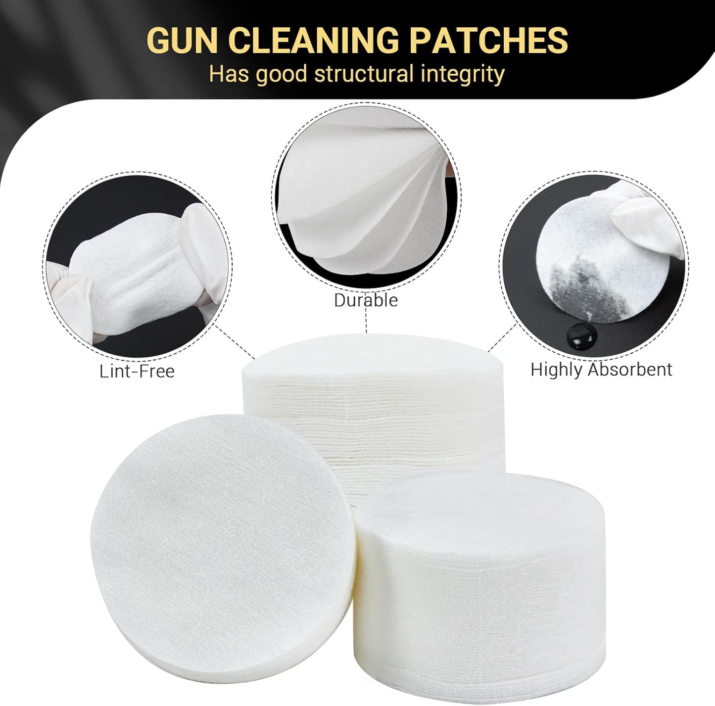 Skiennix Gun Cleaning Patches - Thick Round Pads with Storage Box | Fits .22, .380, .308, .357, .45 Caliber