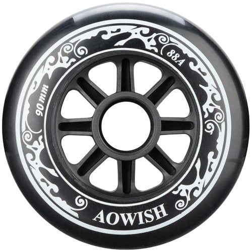 AOWISH 90mm Speed Inline Skate Wheels 90 mm Roller Blades Wheel 88A Outdoor Speed Skating Shoes Replacement Wheels, Black, Set of 4