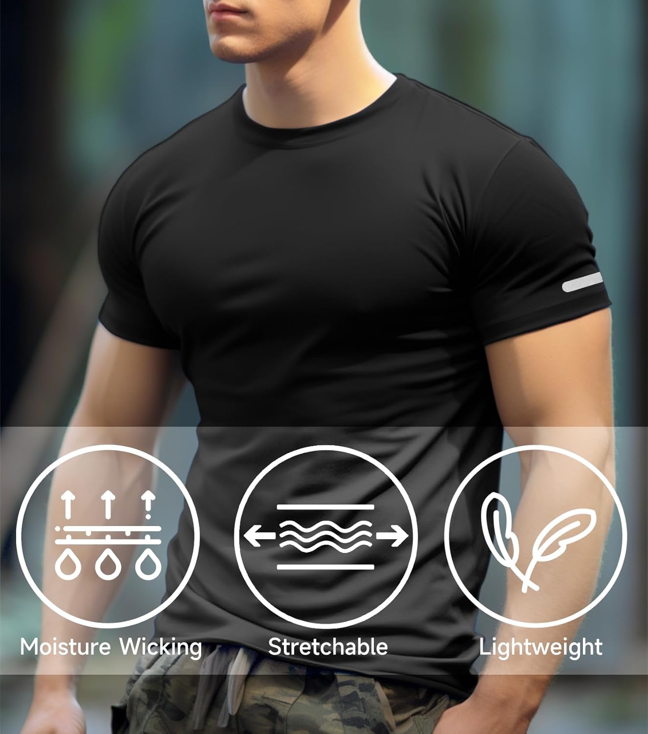 Skiennix Men's Workout Shirts - Fitted Quick Dry Gym T-Shirts for Running | Moisture-Wicking Tee