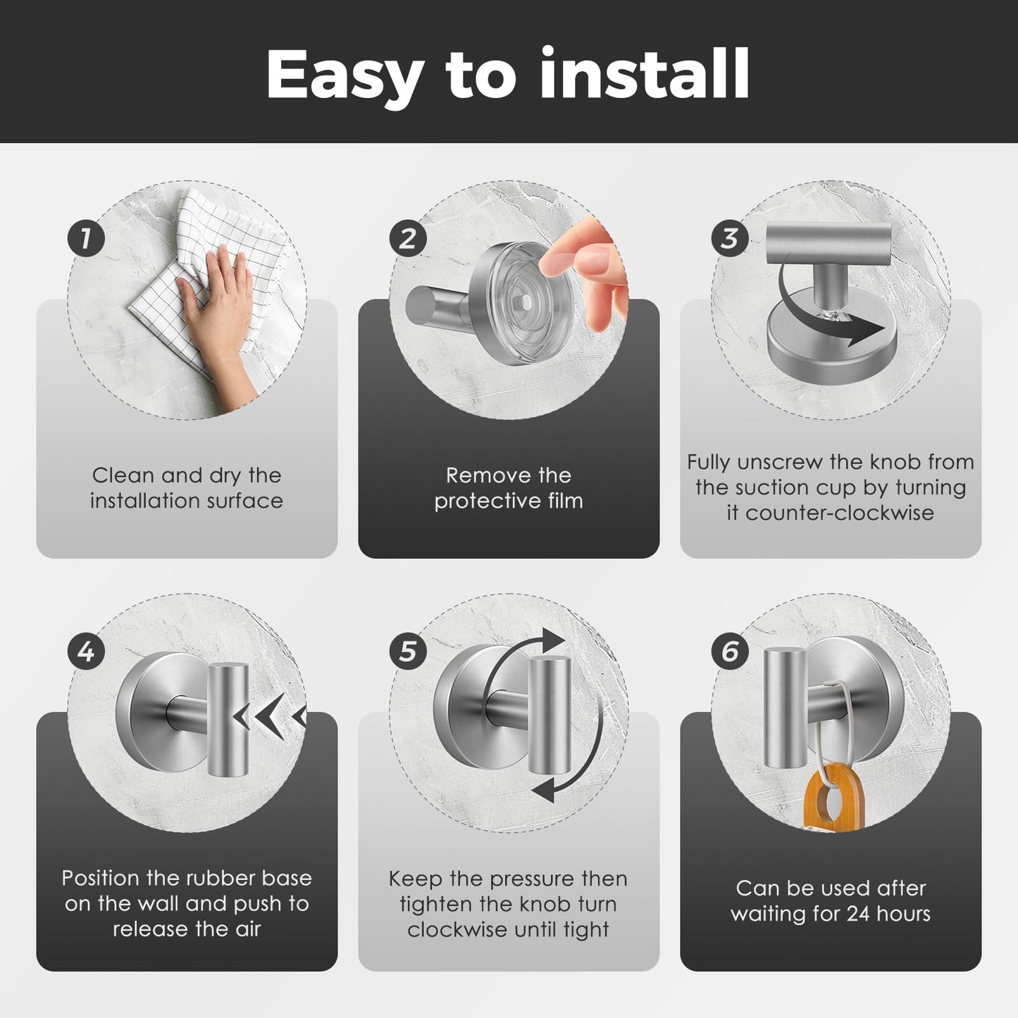 Shower Hooks for Inside Shower,No-Drill Removable&Reusable Towel Hooks for Bathroom,Heavy Duty Suction Cup Hooks for Glass Window,4 Packs(Silver)