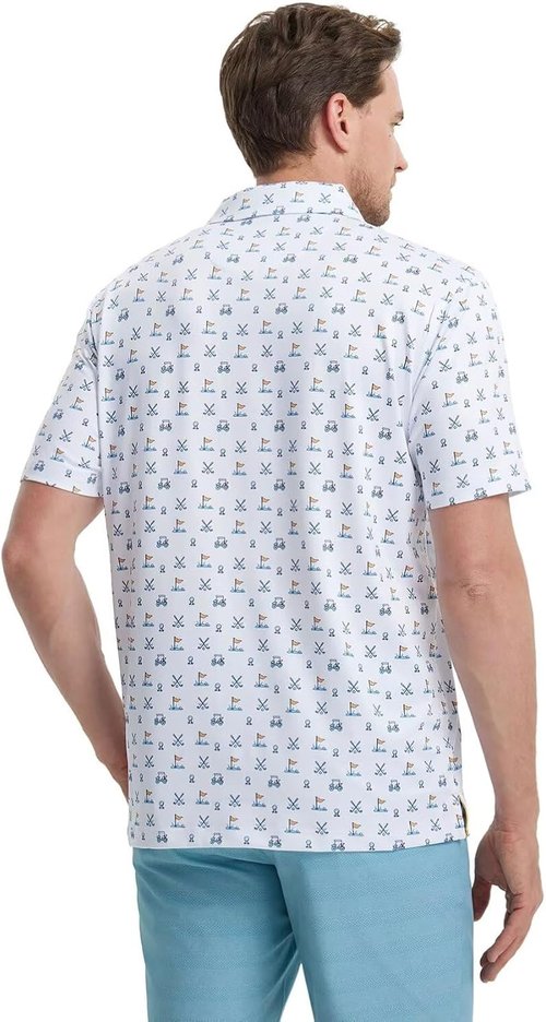 M MAELREG Men's Golf Polo Shirt - Short Sleeve, Moisture-Wicking Performance, Stylish Print Design