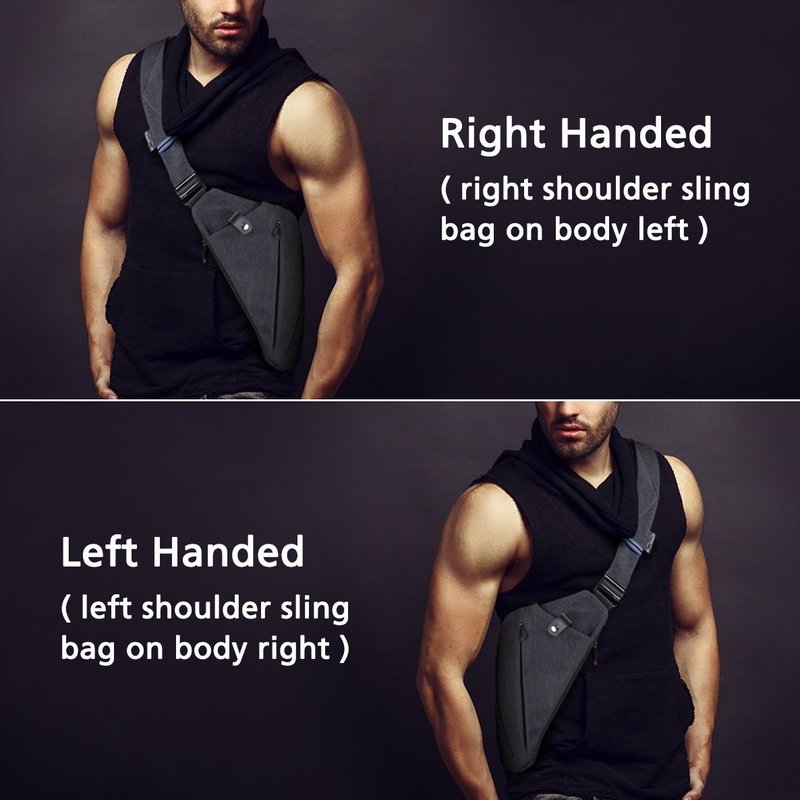 NIID FINO Sling Bag Shoulder Crossbody Bag Slim Multipurpose Daypack Cycling Walking Hiking Trip Fits Up to 7.9 inch iPad (Gray Right Hand)