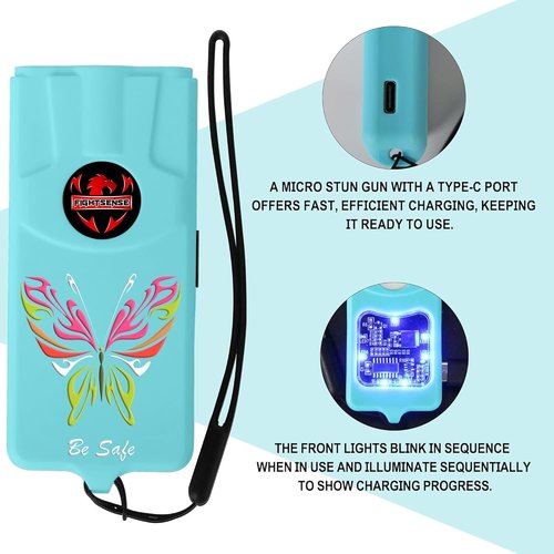 FIGHTSENSE Stun Gun Flashlight – Compact & Powerful Self Defense Tool for Women – Rechargeable Design