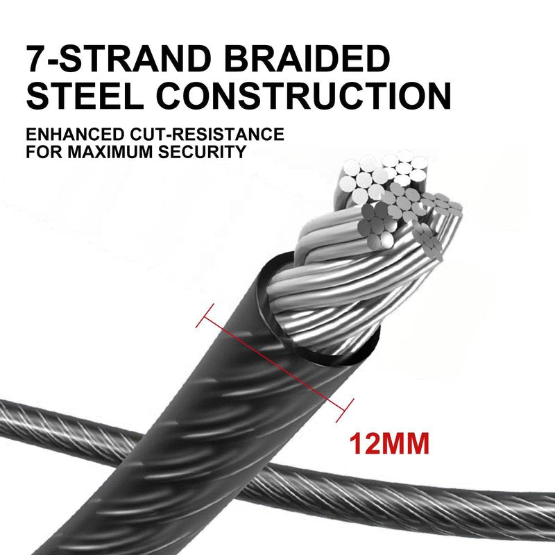 Venzio Heavy Duty 4FT 12mm (1/2 inch) Bike Lock Cable with Loops, Security Steel Lock Cable, PVC Coated Anti-Theft Chain for Bicycle, Gate, Grill, Generator