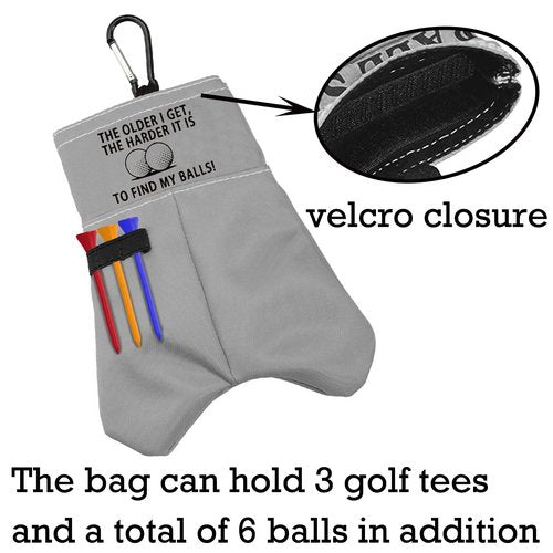 BLUPARK Funny Golf Ball Storage Bag for Grandpa Dad The Older I Get The Harder It is to Find My Balls Golf Ball Pouch (Harder Find My Balls)