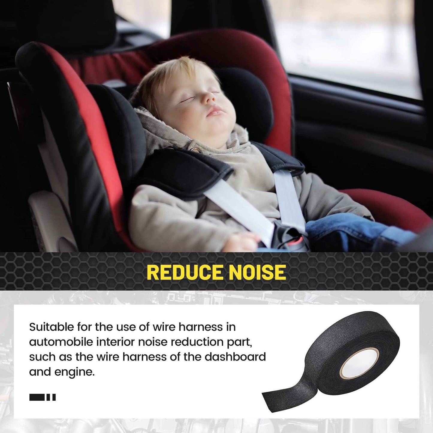 Oyviny 8 Rolls Automotive Wire Harness Cloth Tape 1 Inch x 50 Feet High Temp Self-Adhesive Noise Dampening Electrical Cloth Tape for Car Engine Wire Wrapping Protection Insulation