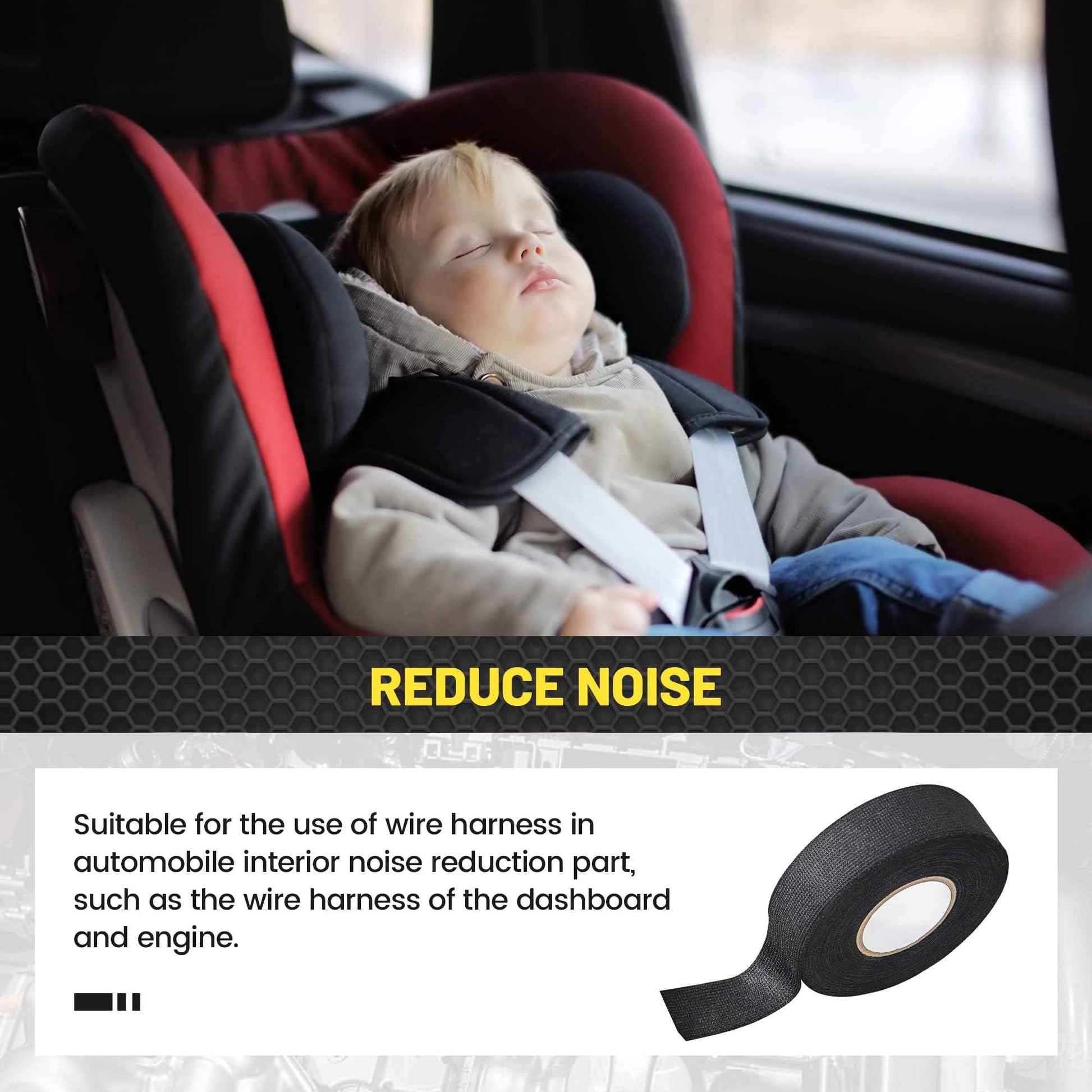 Oyviny 8 Rolls Automotive Wire Harness Cloth Tape 1 Inch x 50 Feet High Temp Self-Adhesive Noise Dampening Electrical Cloth Tape for Car Engine Wire Wrapping Protection Insulation