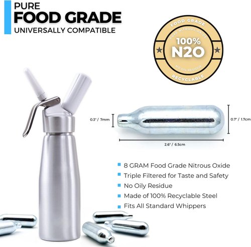 ICO Whipped Cream Chargers - 10 Count 8g N2O for Whipped Cream Dispenser | Perfect for Standard Makers