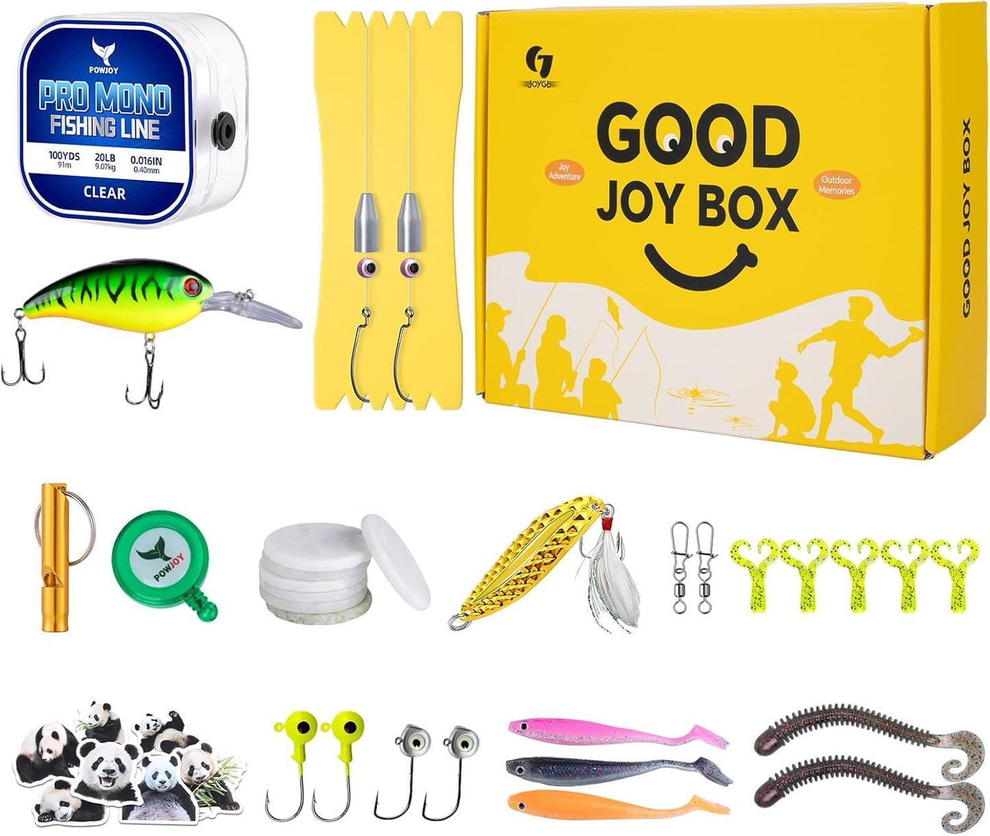 Good Joy Gift Box Fishing Kit for Kids/Beginners Age 8-14, Ready-to-Fish Gift Box with Fishing Lures, Line, Safety Whistle & Outdoor Adventure Accessories for Pond Lake Fishing