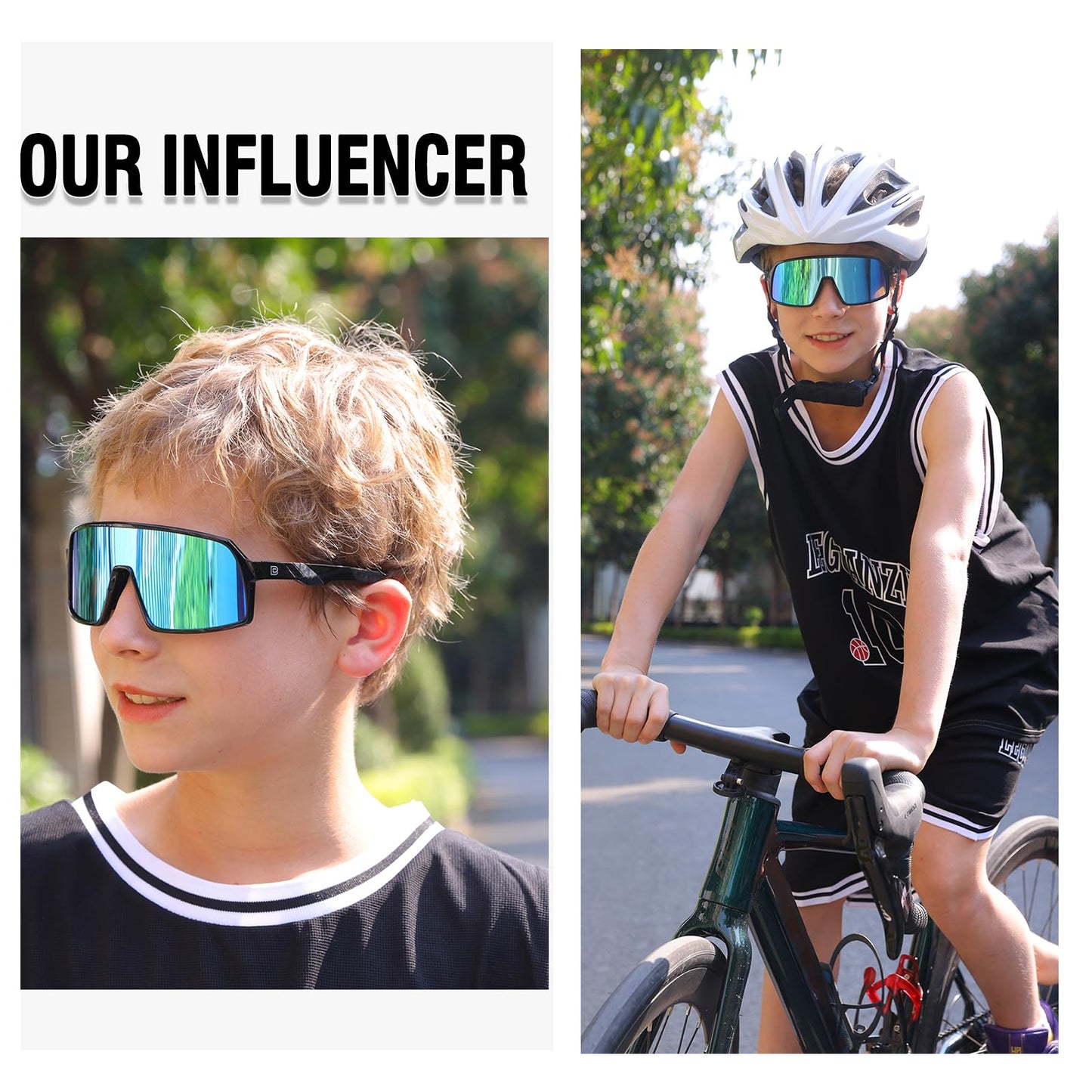 DUCO Youth Baseball Sunglasses 6-12: Sports Kids Glasses for Cycling Polarized UV400 Protection with Strap & Case DK320